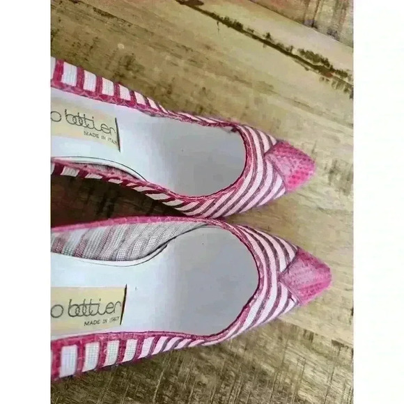 Vintage Cleo Bottier Made In Italy Crocidile Pumps Pink Size 38 1/2 - Picture 6 of 16